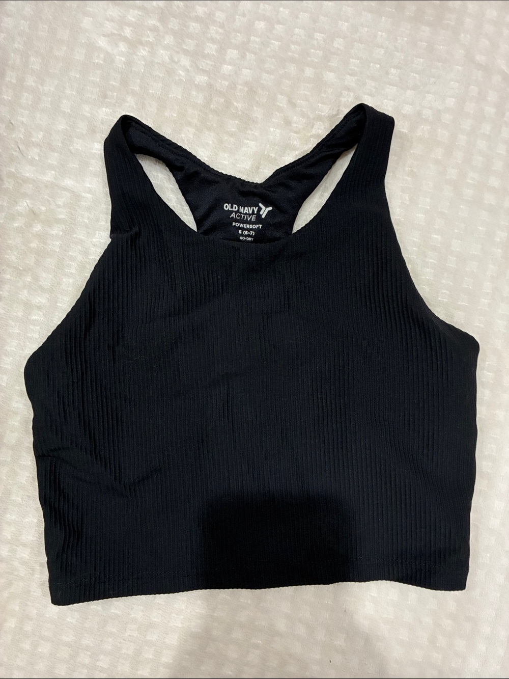 Old Navy Active Black Ribbed Racerback Sports Crop with built in bra